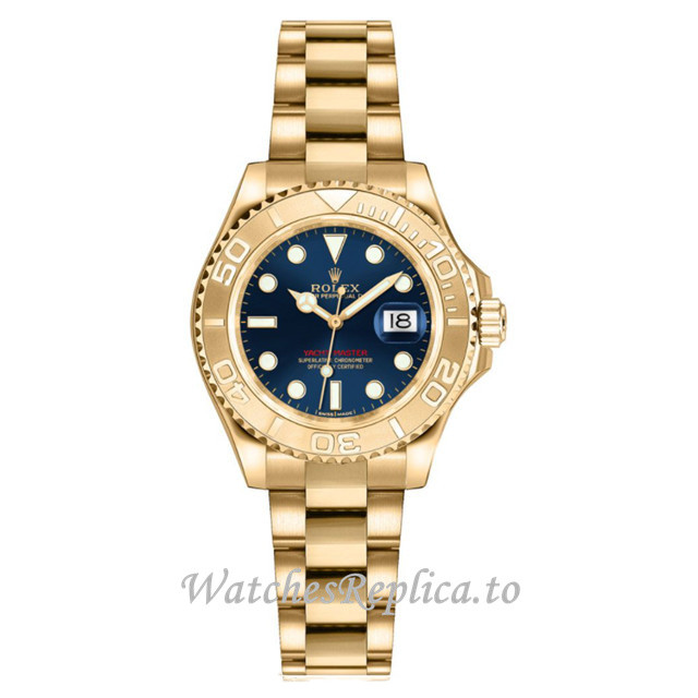 Replica Rolex Yacht-Master 169628 B 29MM Yellow Gold strap Ladies Watch - WatchesReplica.is