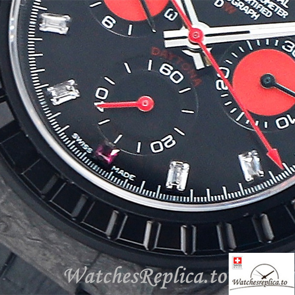 Swiss Rolex Daytona Replica Black Leather strap 40MM Black Dial - WatchesReplica.is