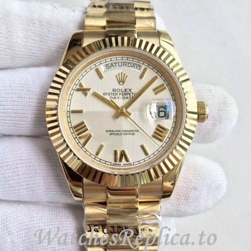 Swiss Rolex Day Date Replica 228348 Yellow Gold strap 40MM - WatchesReplica.is