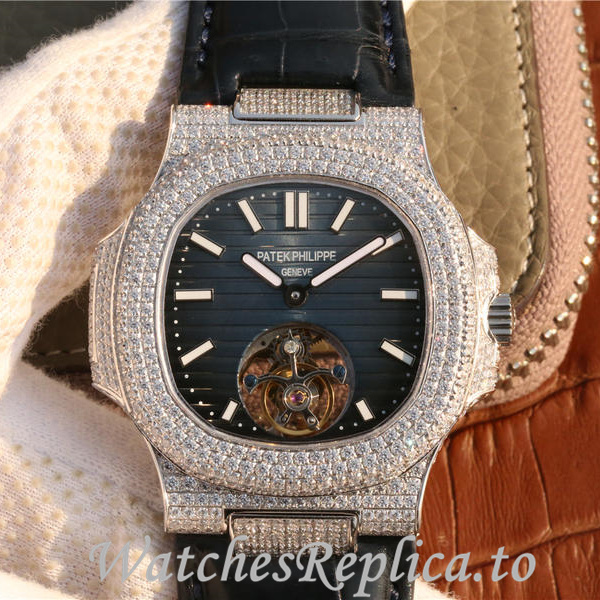 Patek Philippe Replica Nautilus Leather strap 40MM - WatchesReplica.is