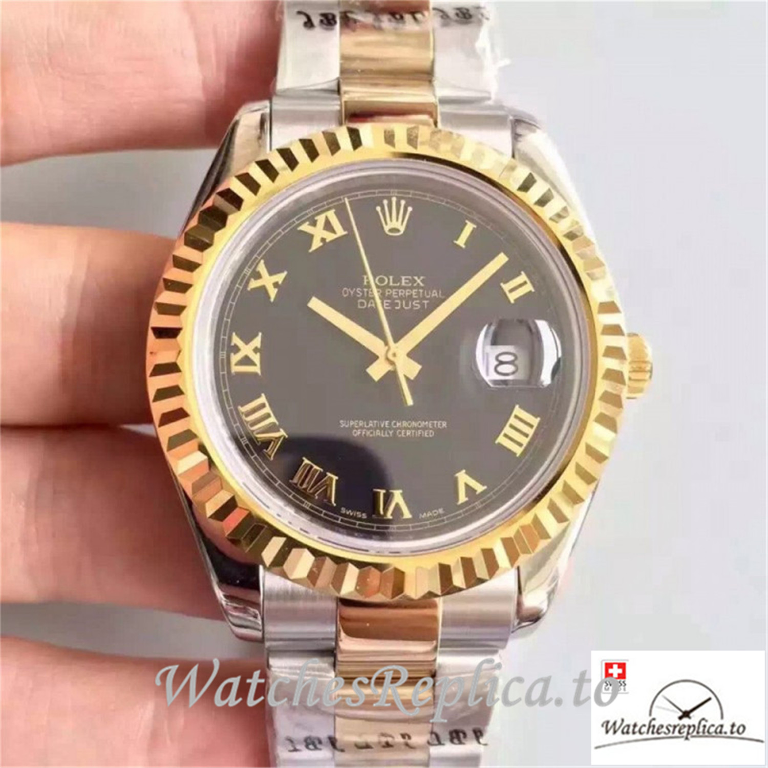Swiss Rolex Datejust Replica 126333 003 18K Yellow Gold Bezel 41MM - WatchesReplica.is