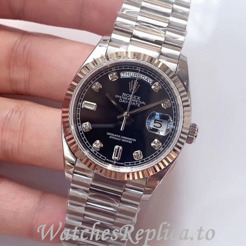Swiss Rolex Day Date Replica 128239 Stainless steel strap 36MM - WatchesReplica.is