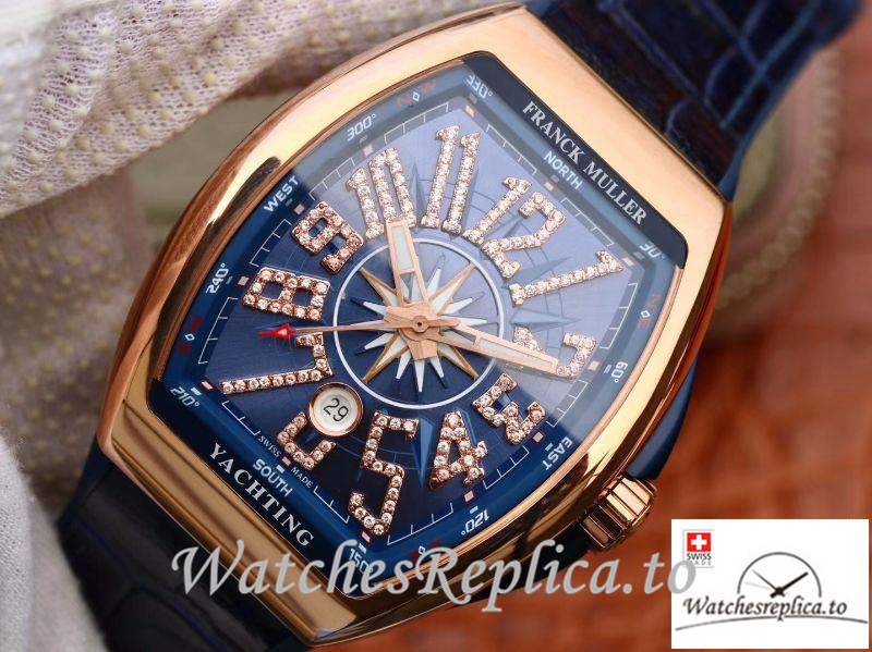 Swiss Franck Muller Vanguard Replica V45 001 Blue Strap 45MM - WatchesReplica.is