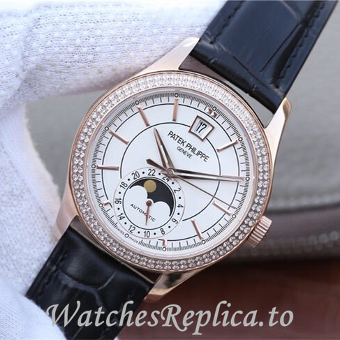 Patek Philippe Replica Complications 5205G-001 Leather strap 40MM - WatchesReplica.is