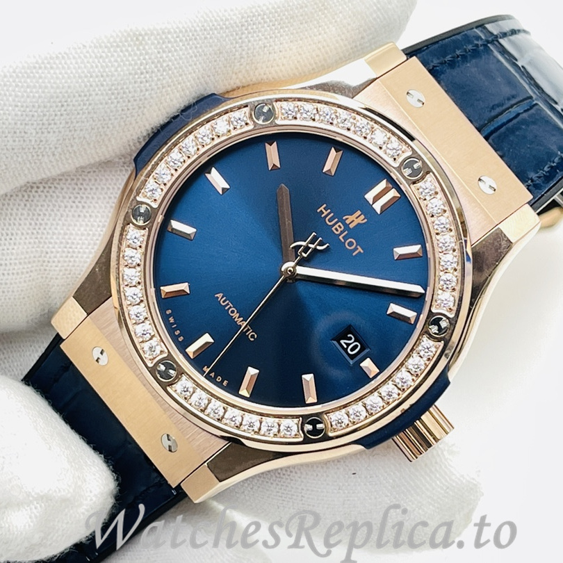 Hublot Replica Big Bang Sang Bleu Leather strap 42MM - WatchesReplica.is