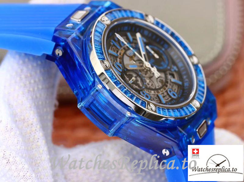 Swiss Hublot Big Bang Unico Replica 411.JX.4802.RT 001 Blue Transparent Strap 45MM - WatchesReplica.is