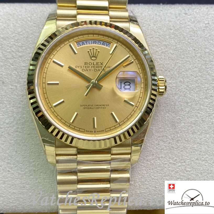 Swiss Rolex Datejust 126233 Replica Yellow Gold strap 36MM - WatchesReplica.is