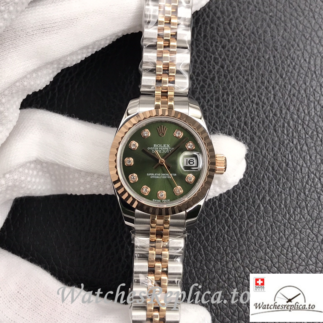 Swiss Rolex Datejust Replica 279174 Stainless steel strap 28MM Green Dial - WatchesReplica.is
