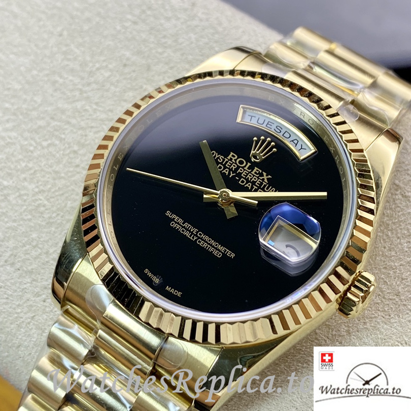 Swiss Rolex Datejust Replica Yellow Gold strap 36MM - WatchesReplica.is
