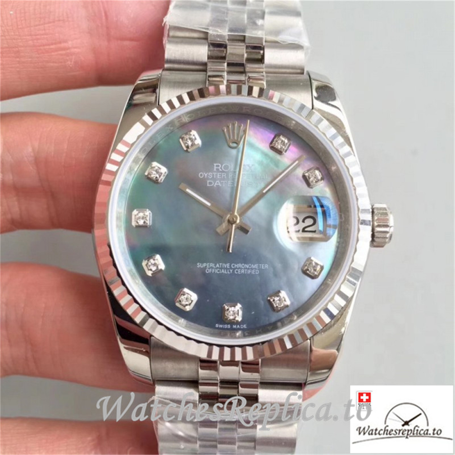 Swiss Rolex Datejust Replica 116234 012 Ice Blue Dial 36MM - WatchesReplica.is