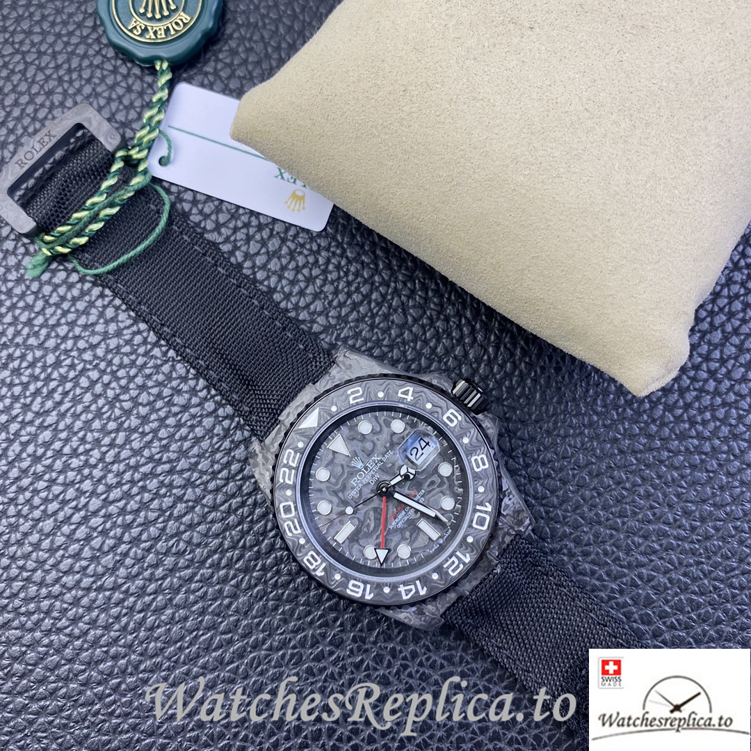 Swiss Rolex GMT Master Electro Carbon Carbon fiber strap 40MM - WatchesReplica.is