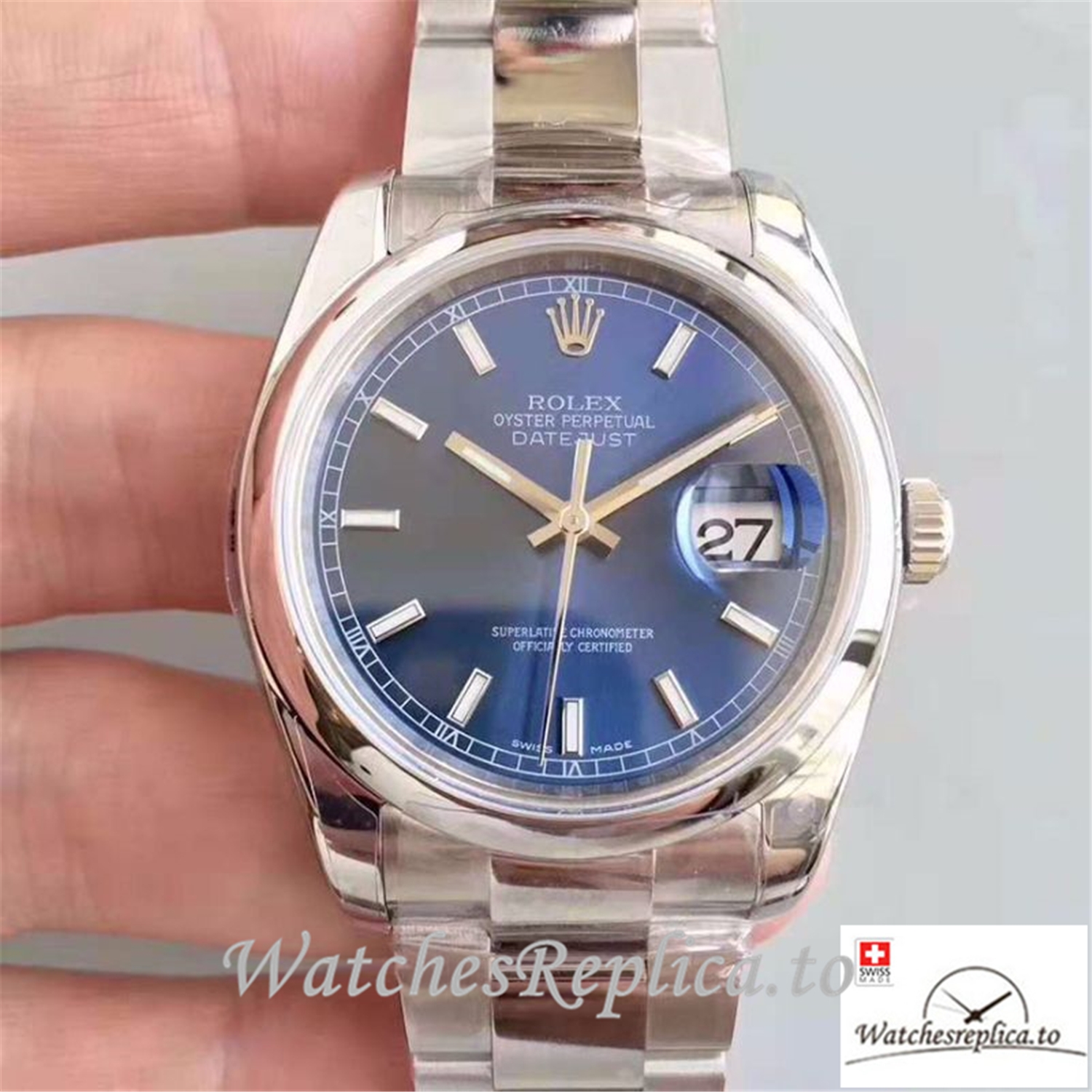Swiss Rolex Datejust Replica 116200 Blue Dial 36MM - WatchesReplica.is