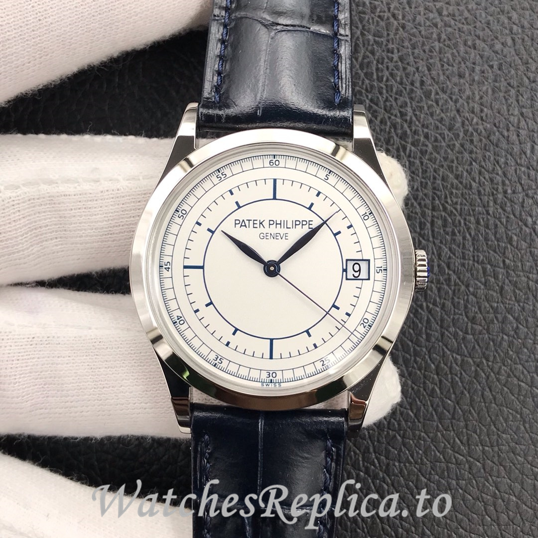Patek Philippe Replica Calatrava 5296G Leather strap 38MM - WatchesReplica.is