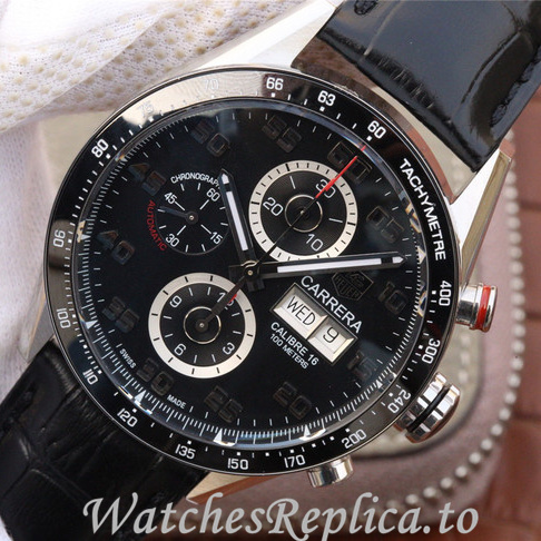 Tag Heuer Replica Carrera Leather strap 43MM - WatchesReplica.is