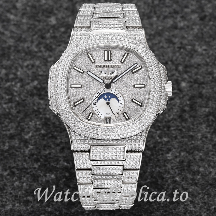 Patek Philippe Replica Nautilus 5726 Diamonds paved strap 40.5MM - WatchesReplica.is