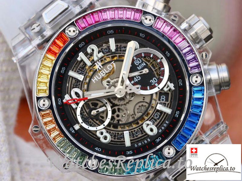 Swiss Hublot Big Bang Unico Replica 411.JX.4802.RT White Transparent Strap 45MM - WatchesReplica.is
