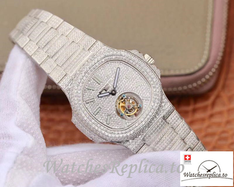 Swiss Patek Philippe Nautilus Jumbo Replica 5711 008 Diamonds Bezel 40MM - WatchesReplica.is