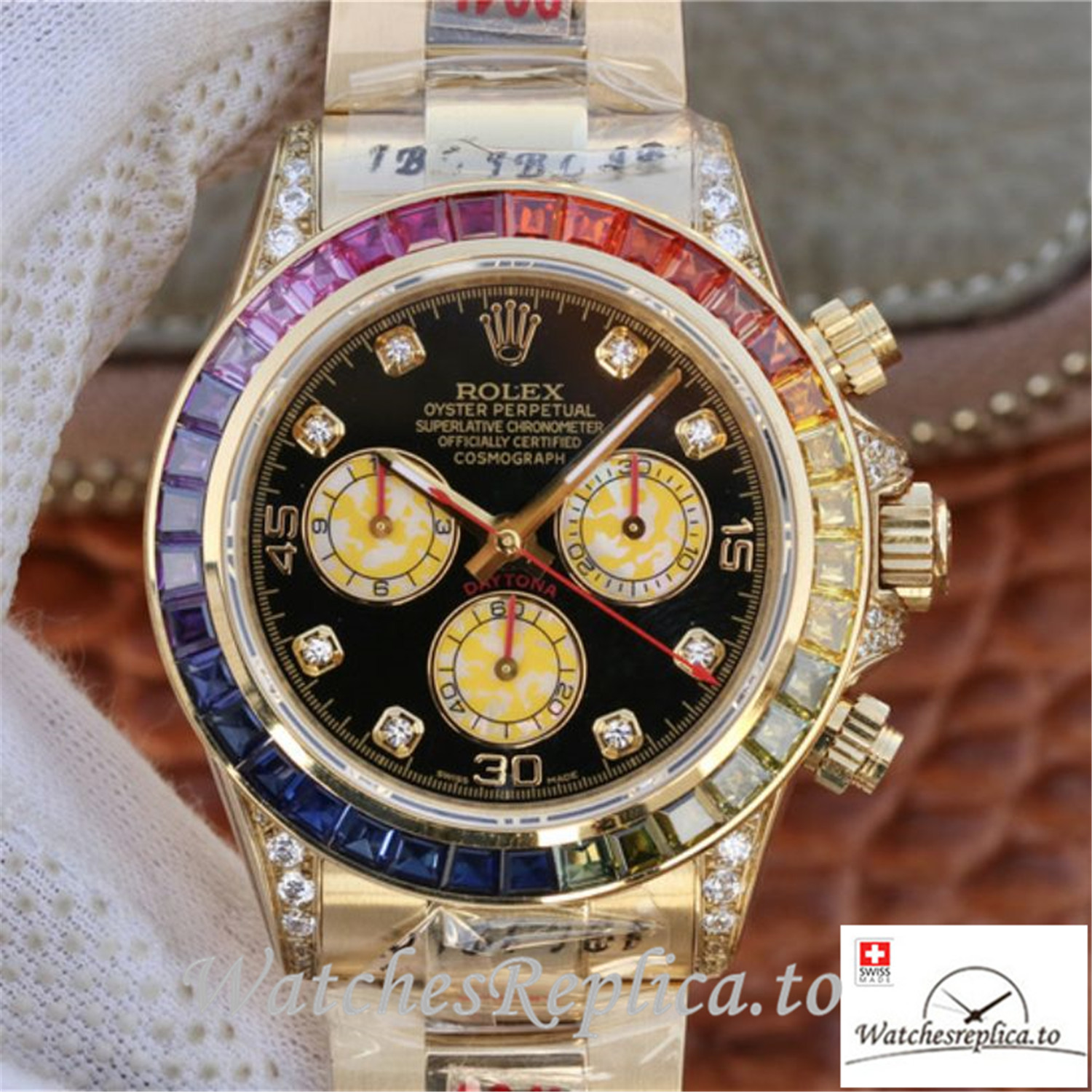 Swiss Rolex Daytona Cosmograph Replica 116598RBOW Gold Strap 40MM - WatchesReplica.is