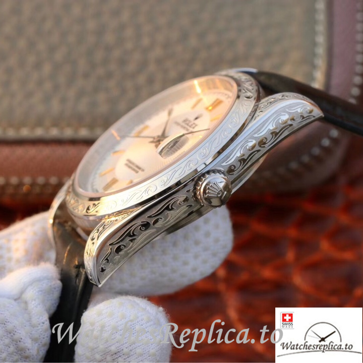 Swiss Rolex Oyster Perpetual Replica Leather strap 40MM - WatchesReplica.is