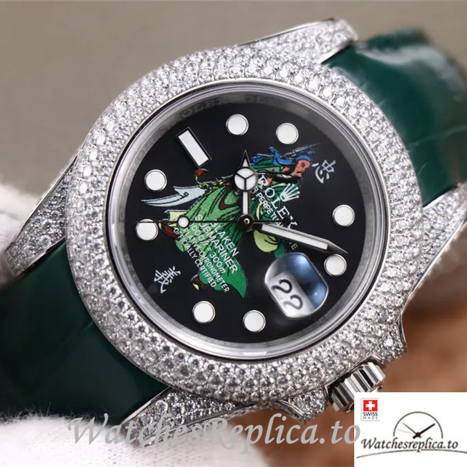 Swiss Rolex Submariner Replica Leather strap 40MM - WatchesReplica.is