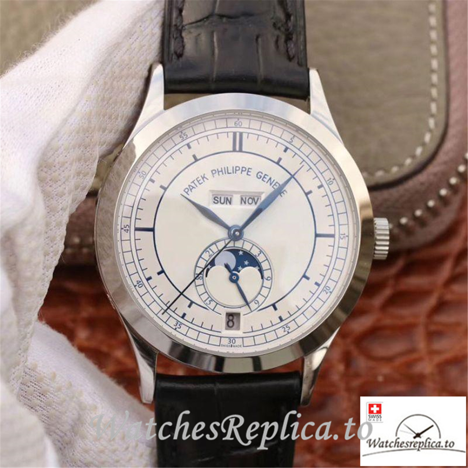 Swiss Patek Philippe Complications Annual Calendar Replica 5396G 001 Black Strap 42MM - WatchesReplica.is