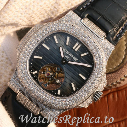 Patek Philippe Replica Nautilus Leather strap 40MM - WatchesReplica.is