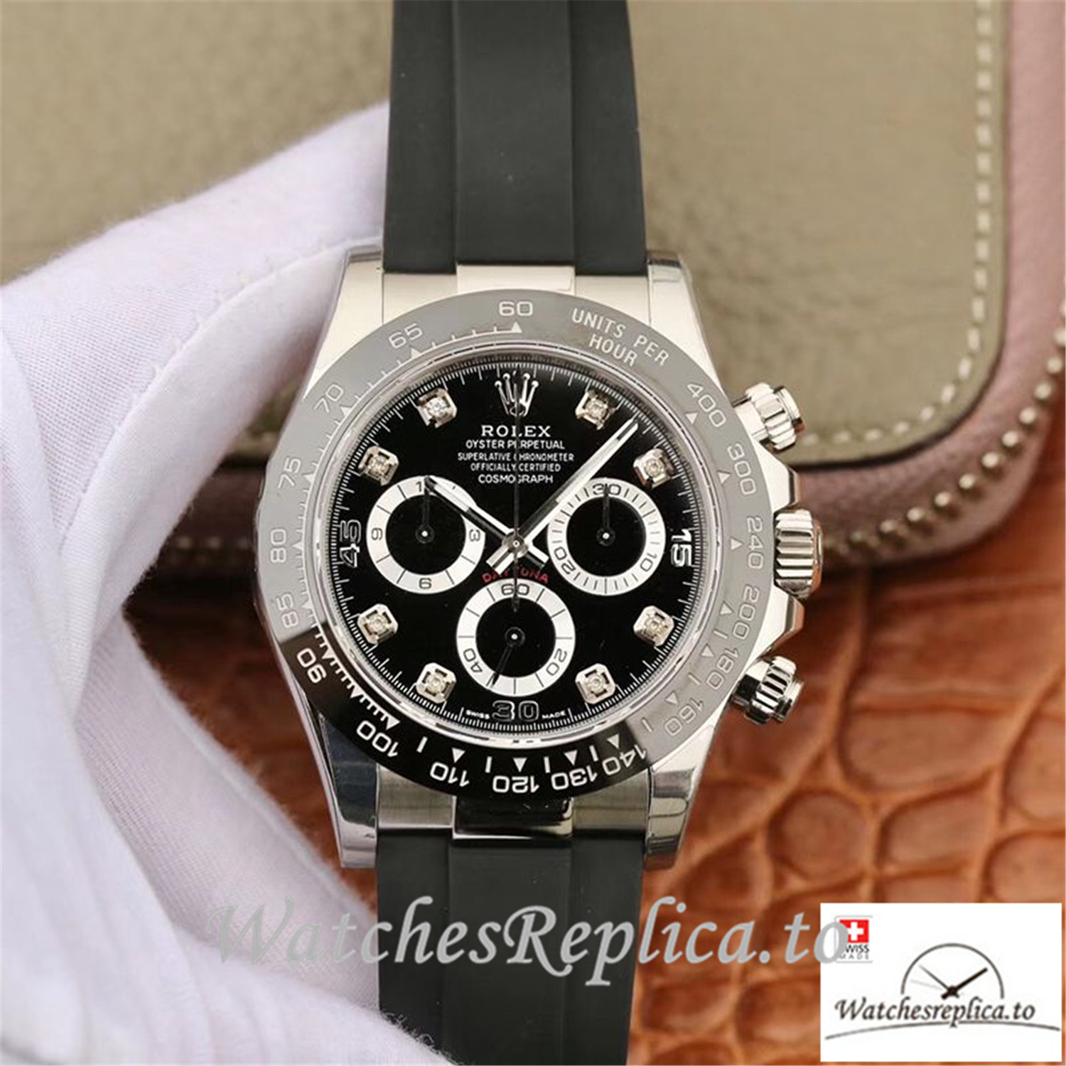 Swiss Rolex Daytona Cosmograph Replica 116519 Black Strap 40MM - WatchesReplica.is