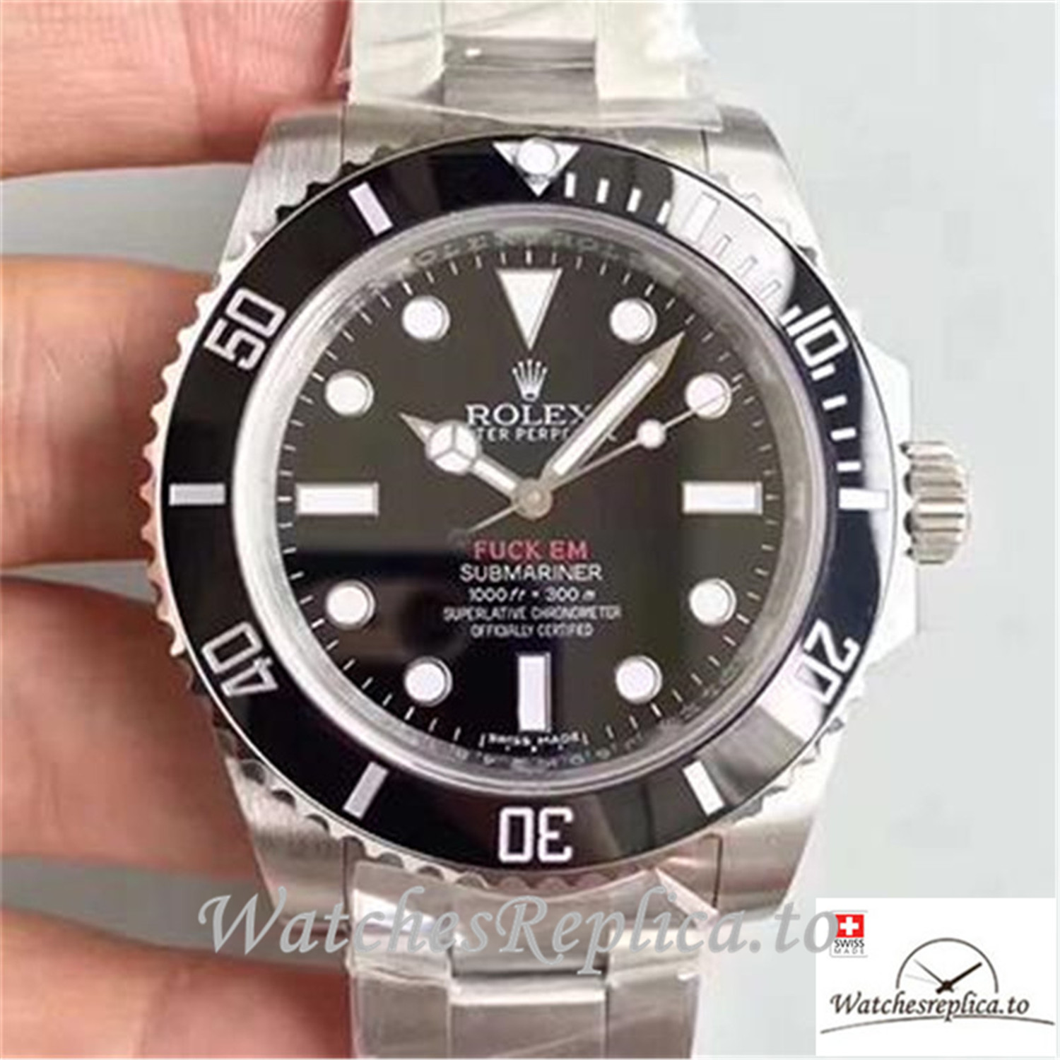 Swiss Rolex Submariner Replica 114060 001 Silver Strap 40MM - WatchesReplica.is