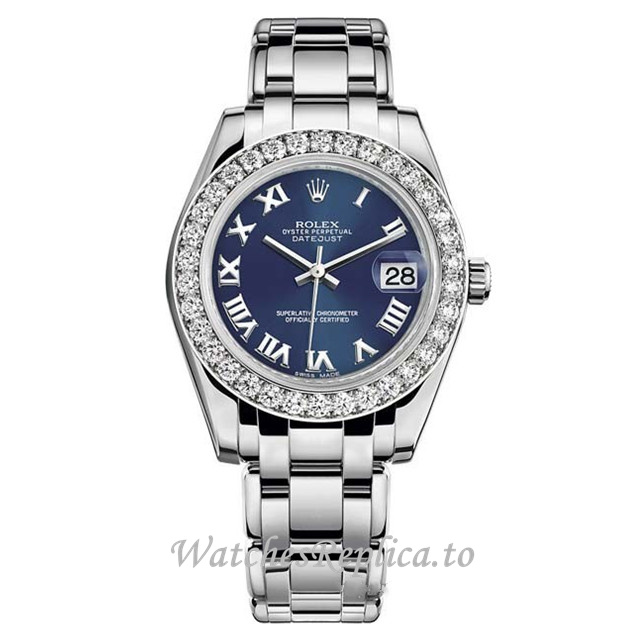 Replica Rolex Pearlmaster m81299-0039 34MM White Gold strap Ladies Watch - WatchesReplica.is