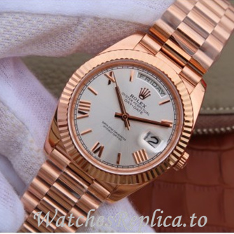 Swiss Rolex Day Date Replica 218238 Rose Gold strap 40MM - WatchesReplica.is