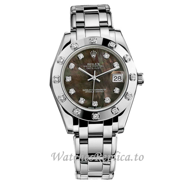 Replica Rolex Pearlmaster m81319-0005 34MM White Gold strap Ladies Watch - WatchesReplica.is