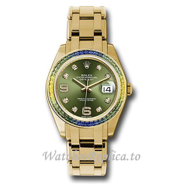 Replica Rolex Datejust 86348SABLV 39MM Yellow Gold strap Ladies Watch - WatchesReplica.is