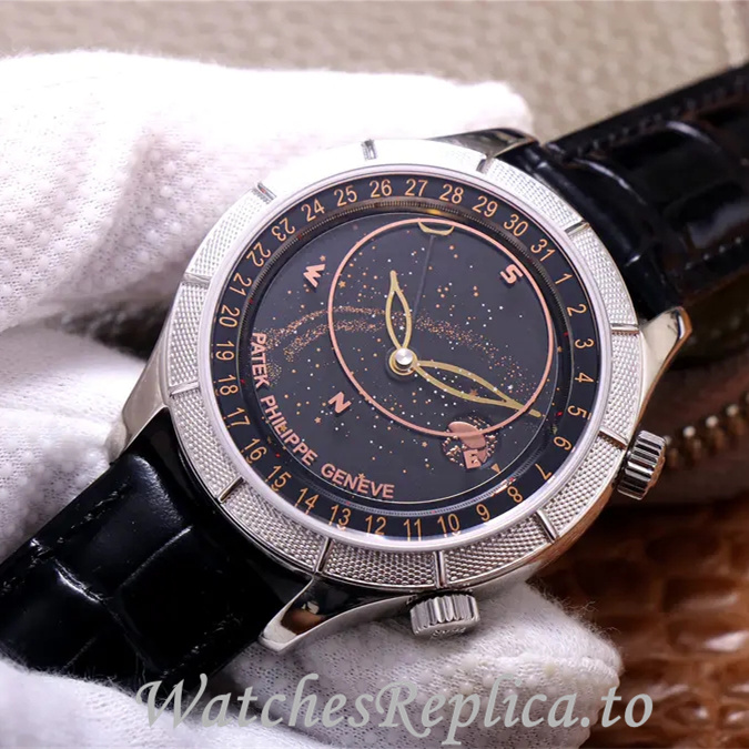 Patek Philippe Replica Complications Leather strap 42MM - WatchesReplica.is