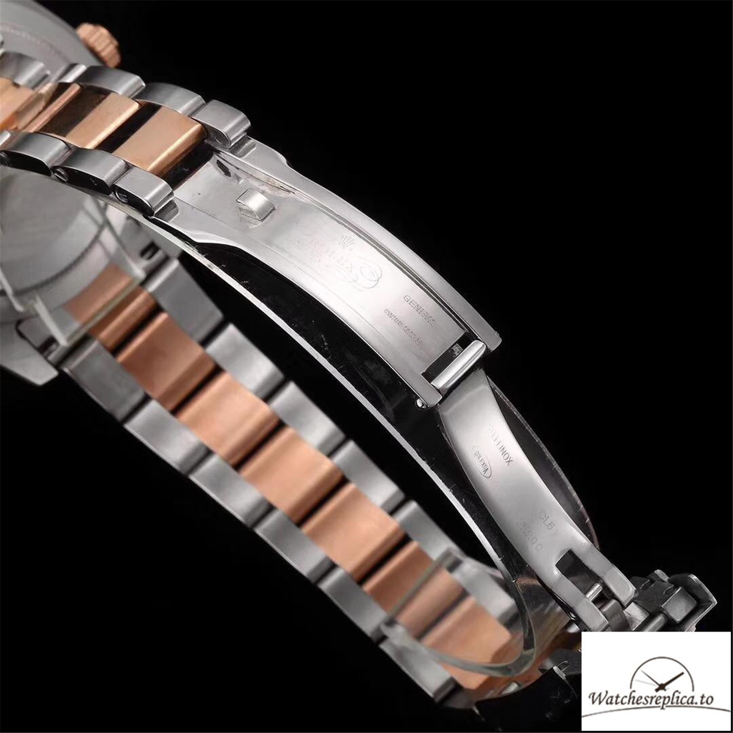 Swiss Rolex Air King Replica 116900 Rose Gold Bezel Black Dial 40MM - WatchesReplica.is