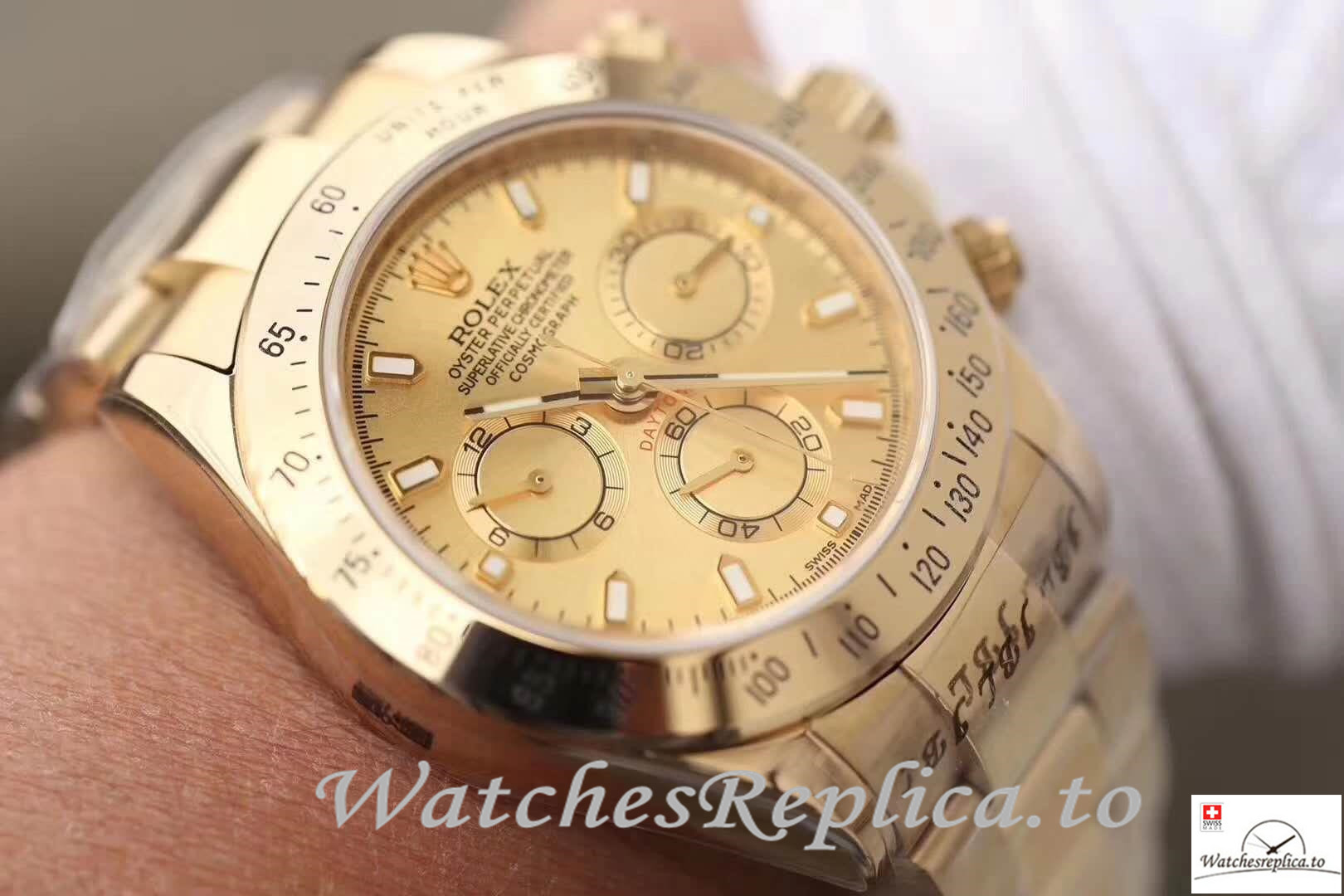 Swiss Rolex Daytona Cosmograph Replica 116503 004 Gold Strap 40MM - WatchesReplica.is