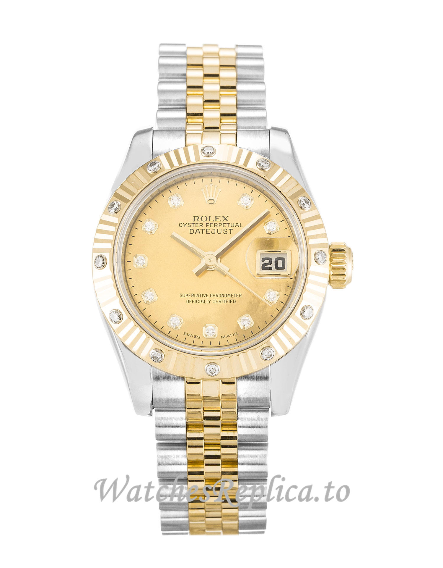 Rolex Datejust Lady Champagne Goldust Diamond Dial 179313 26MM - WatchesReplica.is