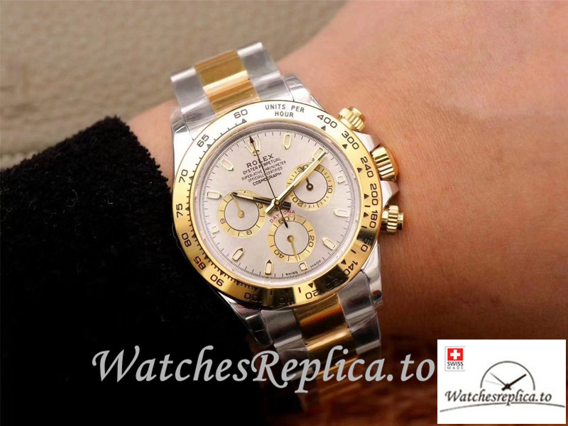 Swiss Rolex Daytona Cosmograph Replica M116503-0002 Gray And Gold Strap 40MM - WatchesReplica.is