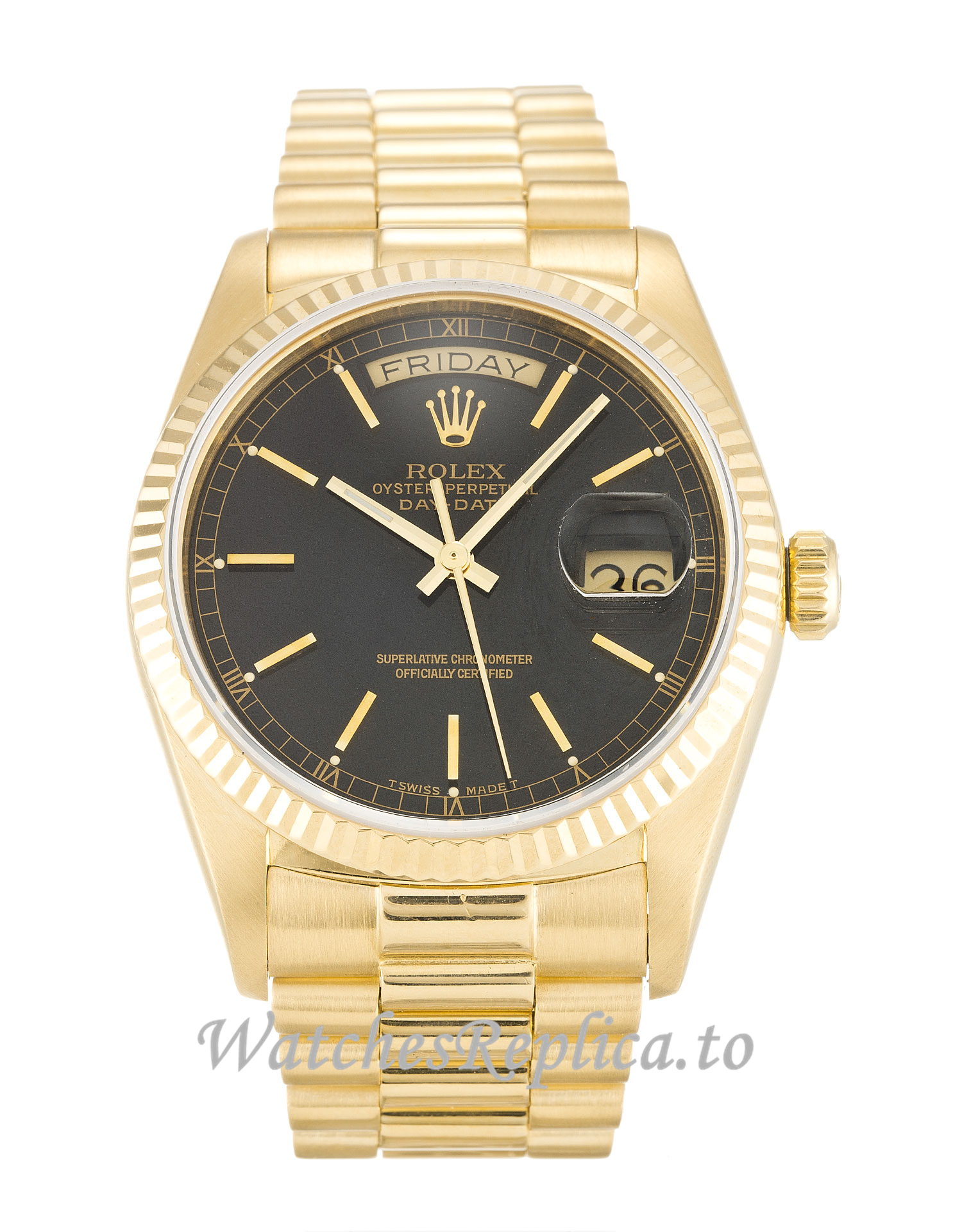 Rolex Day-Date Black Dial 18038 - WatchesReplica.is
