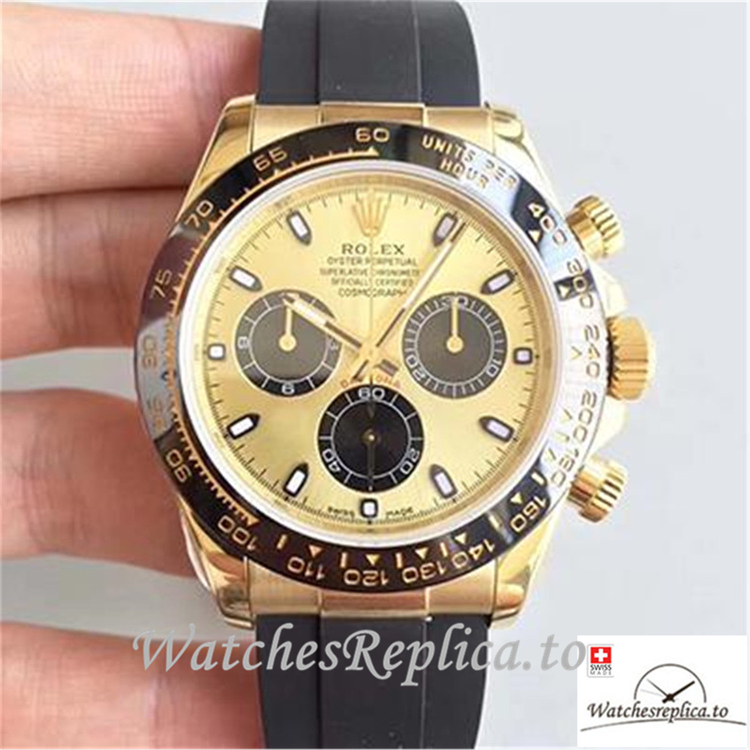 Swiss Rolex Daytona Cosmograph Replica 116518LN 001 Rubber Strap 40MM - WatchesReplica.is