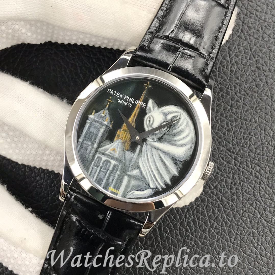 Patek Philippe Replica 5077P Leather strap 38.6MM - WatchesReplica.is