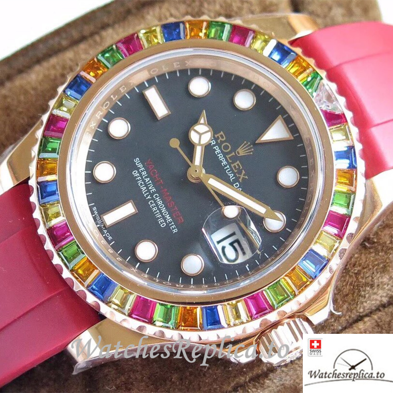 Swiss Rolex Yacht-Master Replica 116695SATS Rubber strap 40MM - WatchesReplica.is