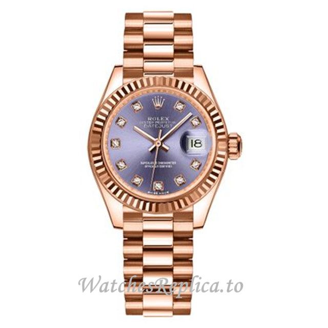 Replica Rolex Datejust m279175-0019 28MM Rose Gold strap Ladies Watch - WatchesReplica.is
