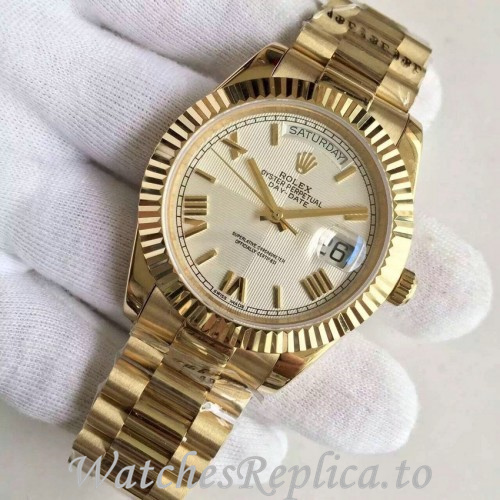 Swiss Rolex Day Date Replica 228348 Yellow Gold strap 40MM - WatchesReplica.is