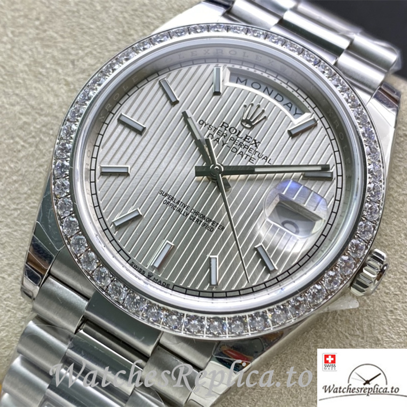 Swiss Rolex Day Date Replica m228349rbr-0007 Stainless steel strap 40MM - WatchesReplica.is