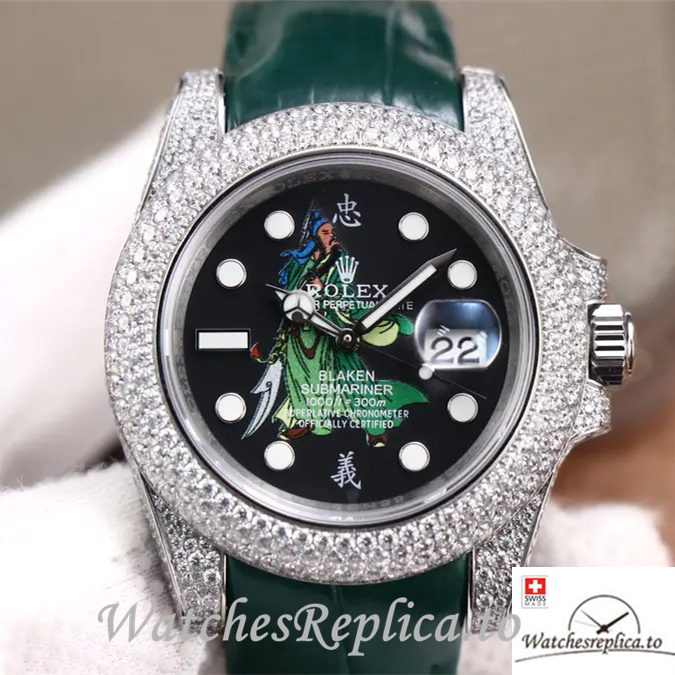 Swiss Rolex Submariner Replica Leather strap 40MM - WatchesReplica.is
