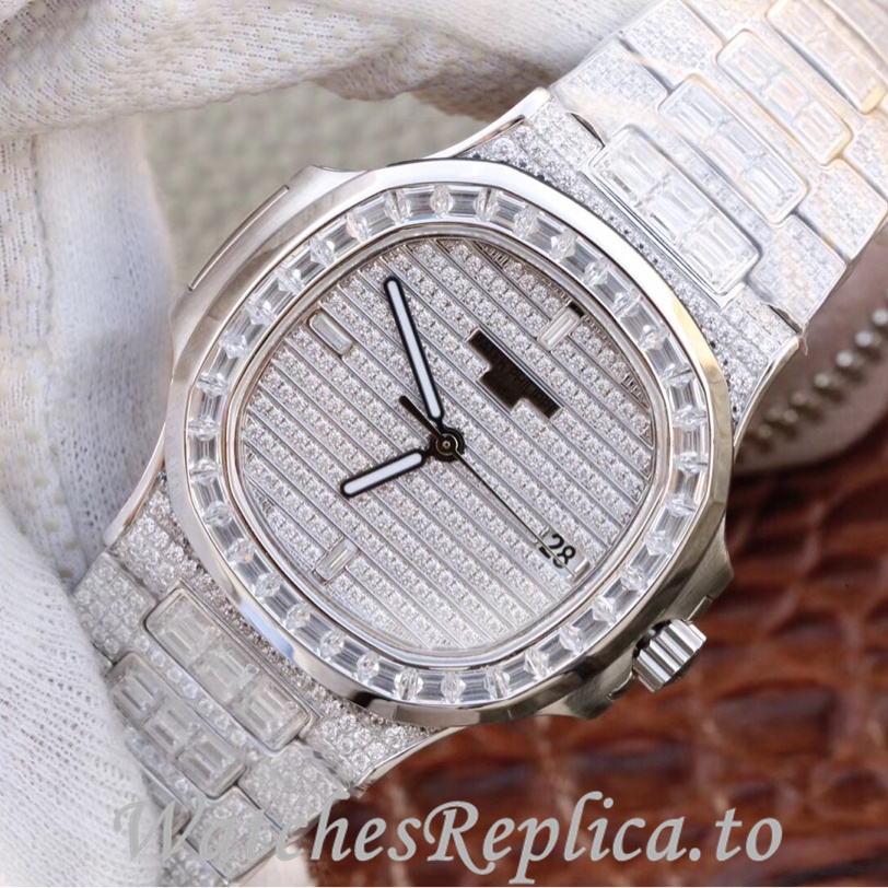 Patek Philippe Replica Nautilus 5719 White Gold strap 40MM - WatchesReplica.is