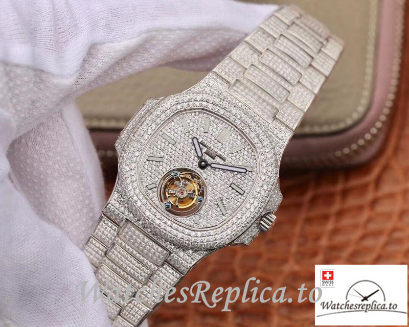 Swiss Patek Philippe Nautilus Jumbo Replica 5711 008 Diamonds Bezel 40MM - WatchesReplica.is