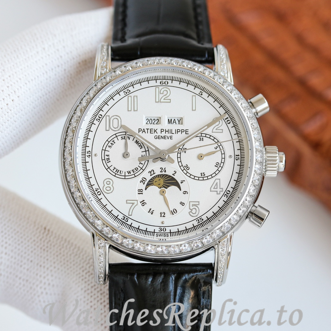 Patek Philippe Replica Complications Leather strap 41MM - WatchesReplica.is