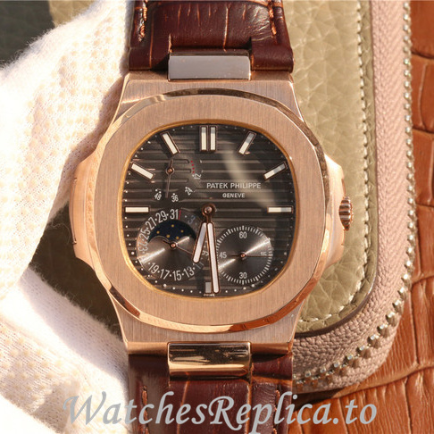 Patek Philippe Replica Nautilus 5712 Leather strap 40MM - WatchesReplica.is