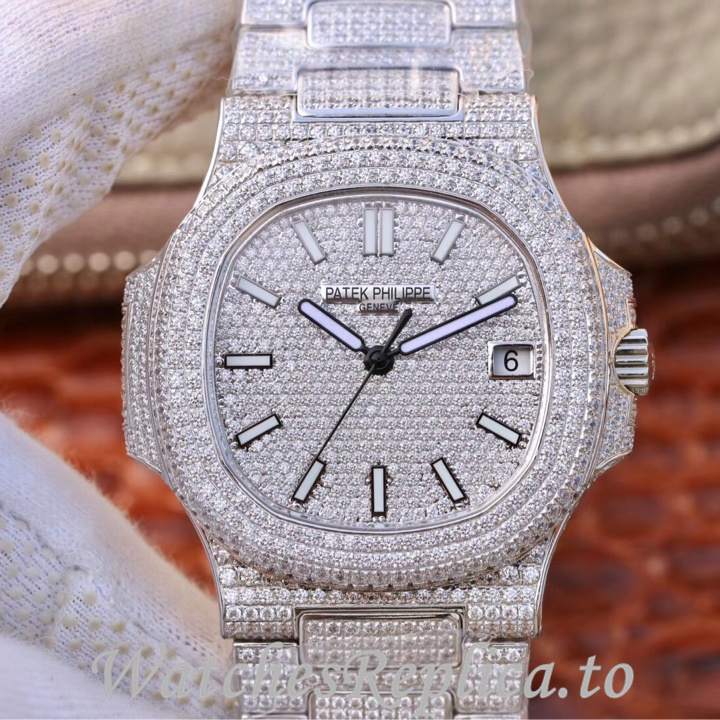 Patek Philippe Replica Nautilus 5719 White Gold strap 40MM - WatchesReplica.is